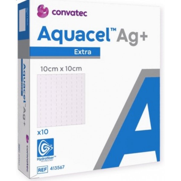 Aquacel Extra AG+ Hydrofiber Dressing 10x10cm